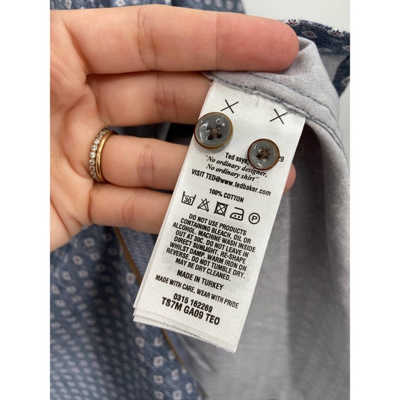 TED BAKER Teo Geo Geometric Print Long Sleeve Button Up Shirt Size 7/3XL - Picture 4 of 5